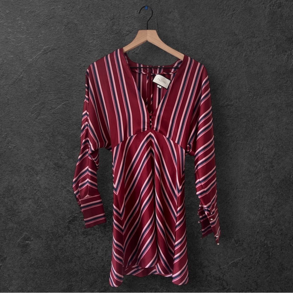 Alexis Tena Striped V-neck A-line Deep Plunge V Mini Dress Size S - Picture 4 of 14